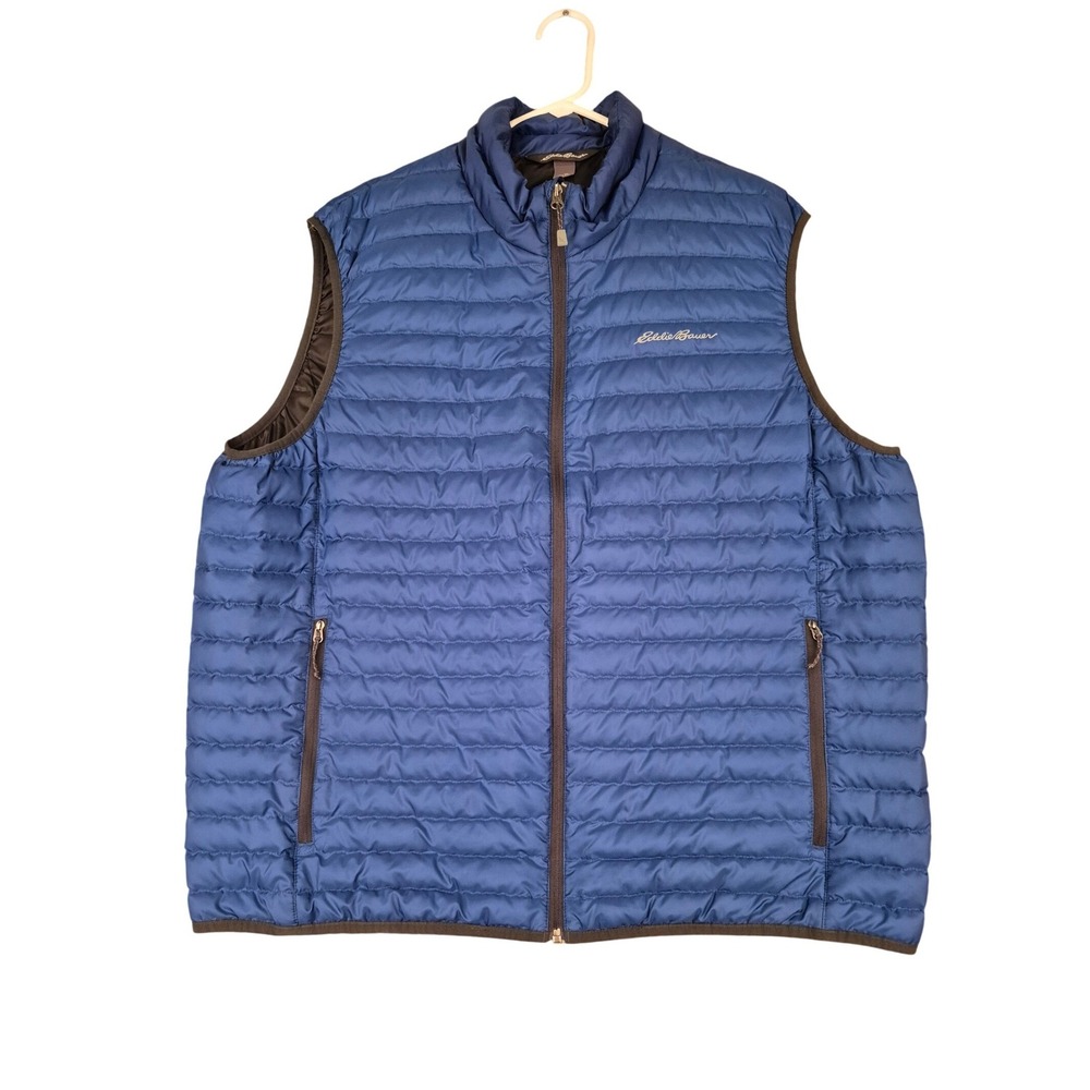 Eddie Bauer Mens Blue Down Puffer Vest Full Zip XL L18FN488 Fall 2018 EB700